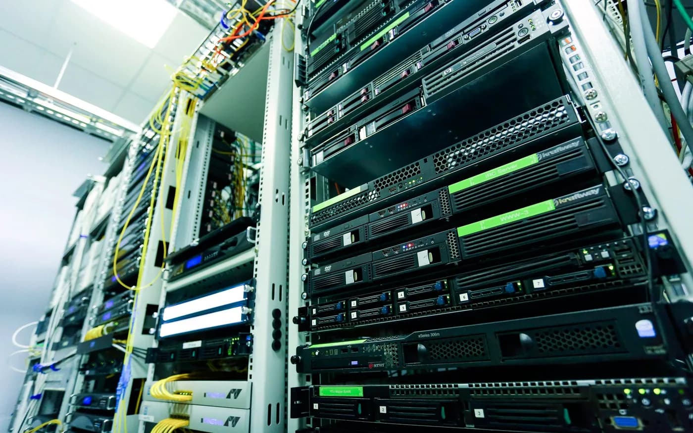 Server and network rack equipment in a data center